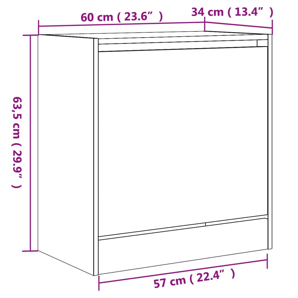 Schuhschrank Sonoma-Eiche 60X34X63,5 Cm Holzwerkstoff