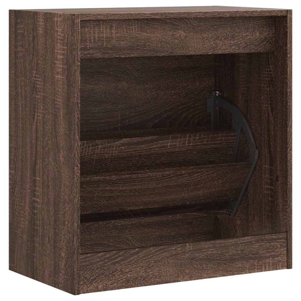 Schuhschrank Braun Eichen-Optik 60X34X63,5 Cm Holzwerkstoff Braune Eiche