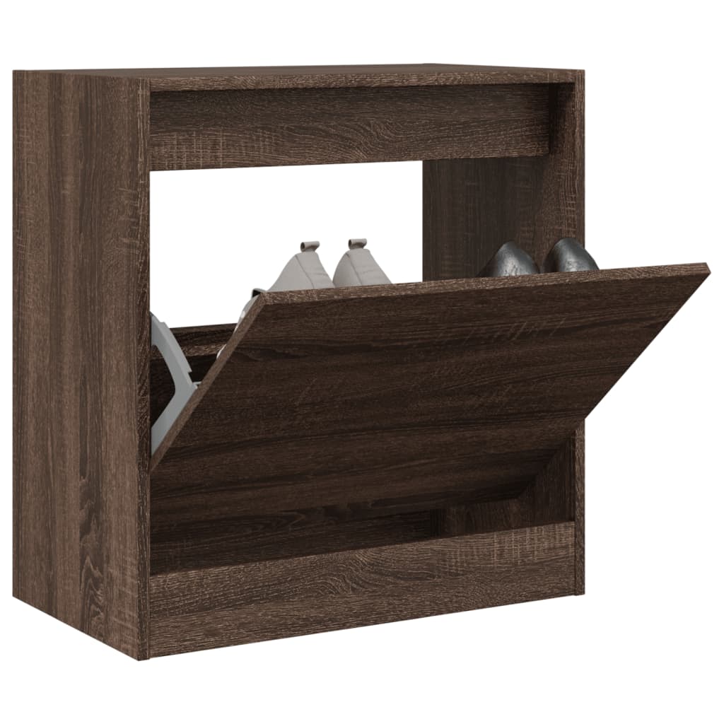 Schuhschrank Braun Eichen-Optik 60X34X63,5 Cm Holzwerkstoff Braune Eiche
