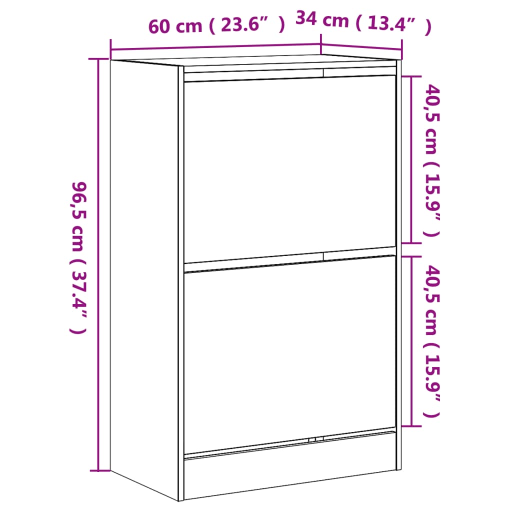 Schuhschrank 60X34X96,5 Cm Holzwerkstoff Grau Sonoma