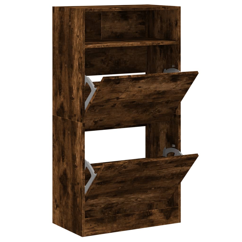 Schuhschrank 60X34X116 Cm Holzwerkstoff Räuchereiche
