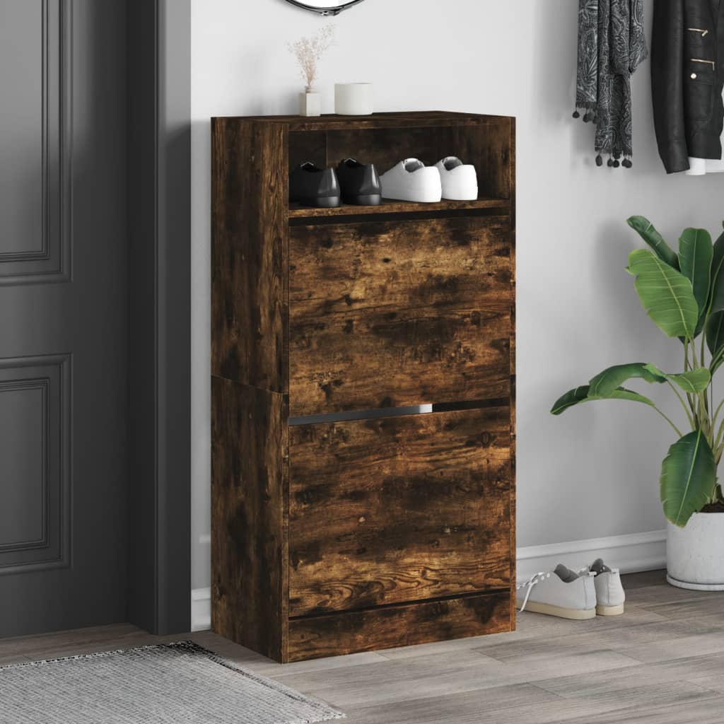 Schuhschrank 60X34X116 Cm Holzwerkstoff Räuchereiche