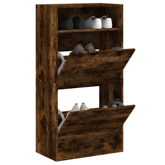 Schuhschrank 60X34X116 Cm Holzwerkstoff Räuchereiche