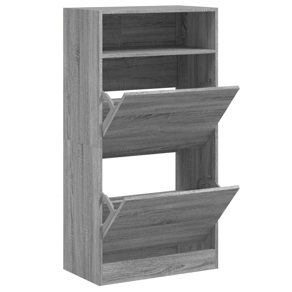 Schuhschrank 60X34X116 Cm Holzwerkstoff Grau Sonoma