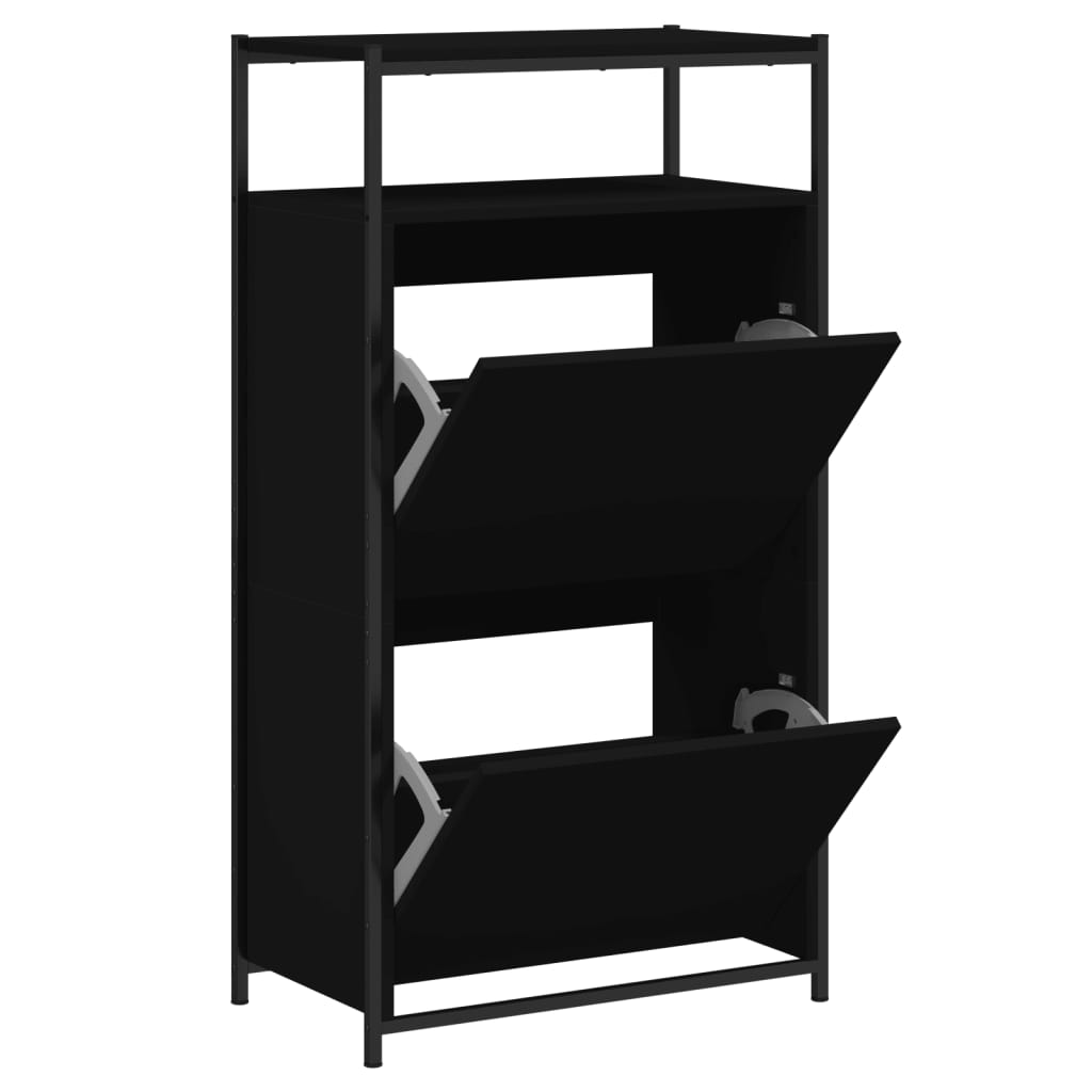 Schuhschrank 60X34X112 Cm Holzwerkstoff Schwarz