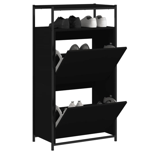 Schuhschrank 60X34X112 Cm Holzwerkstoff Schwarz