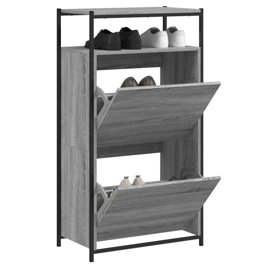 Schuhschrank 75X34X112 Cm Holzwerkstoff Grau Sonoma