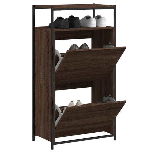 Schuhschrank Braun Eichen-Optik 60X34X112 Cm Holzwerkstoff Braune Eiche