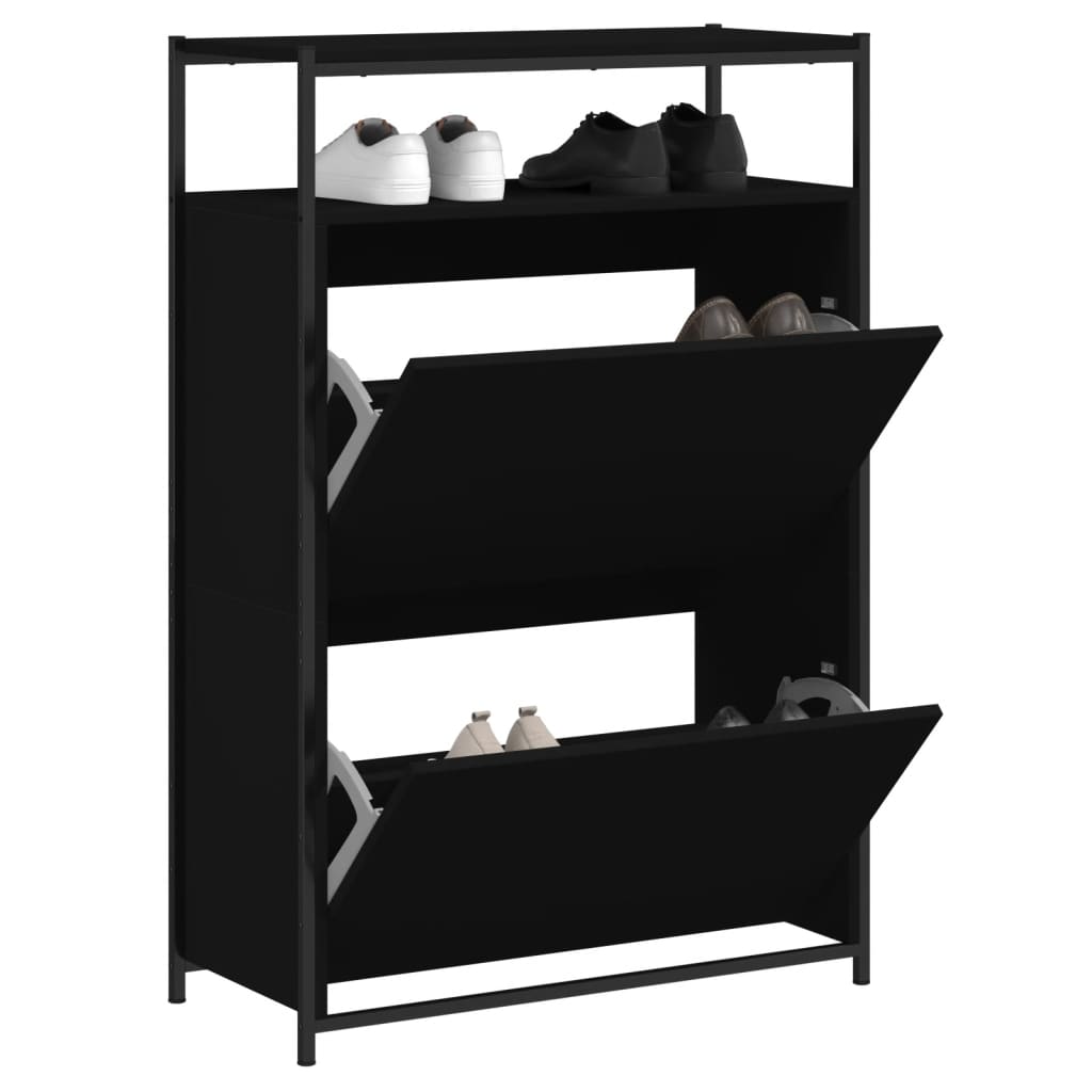 Schuhschrank 60X34X112 Cm Holzwerkstoff Schwarz