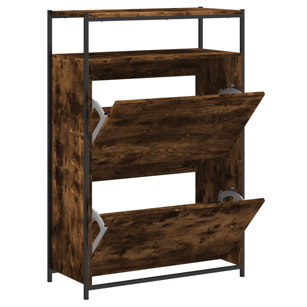Schuhschrank 75X34X112 Cm Holzwerkstoff Räuchereiche