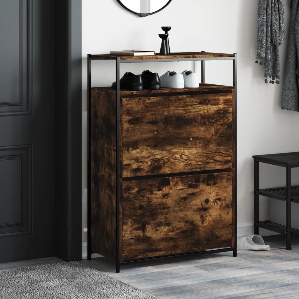 Schuhschrank 75X34X112 Cm Holzwerkstoff Räuchereiche