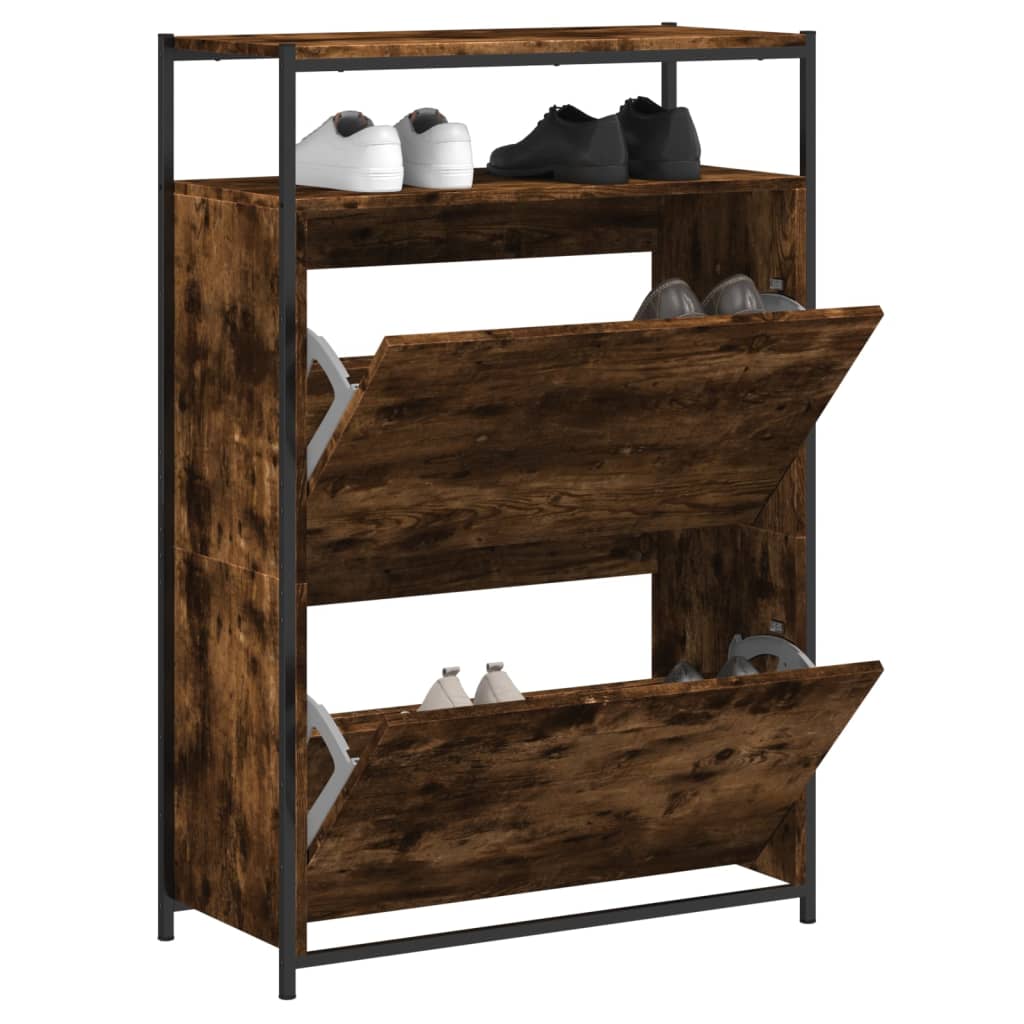Schuhschrank 75X34X112 Cm Holzwerkstoff Räuchereiche