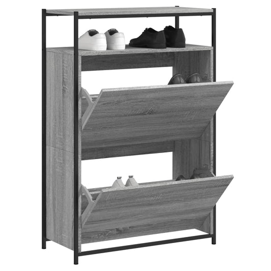 Schuhschrank 75X34X112 Cm Holzwerkstoff Grau Sonoma