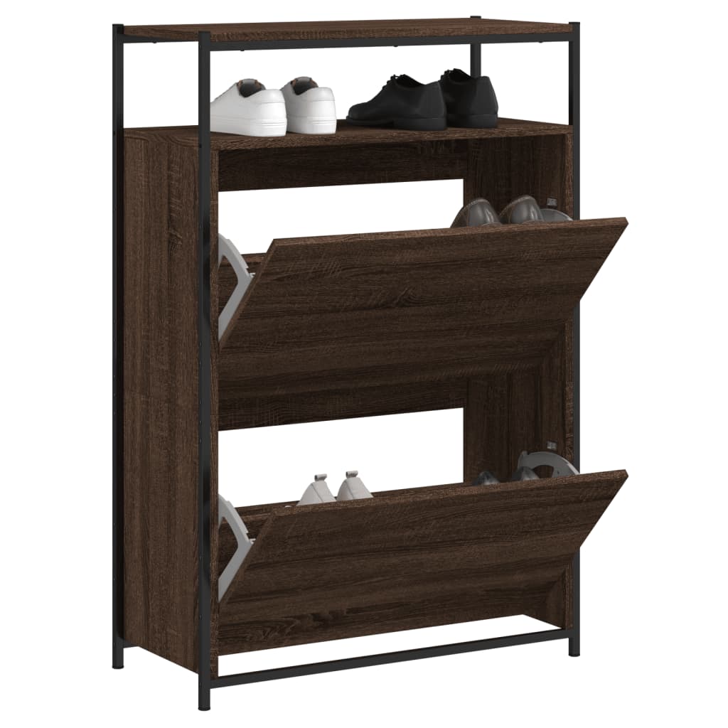 Schuhschrank Braun Eichen-Optik 60X34X112 Cm Holzwerkstoff Braune Eiche