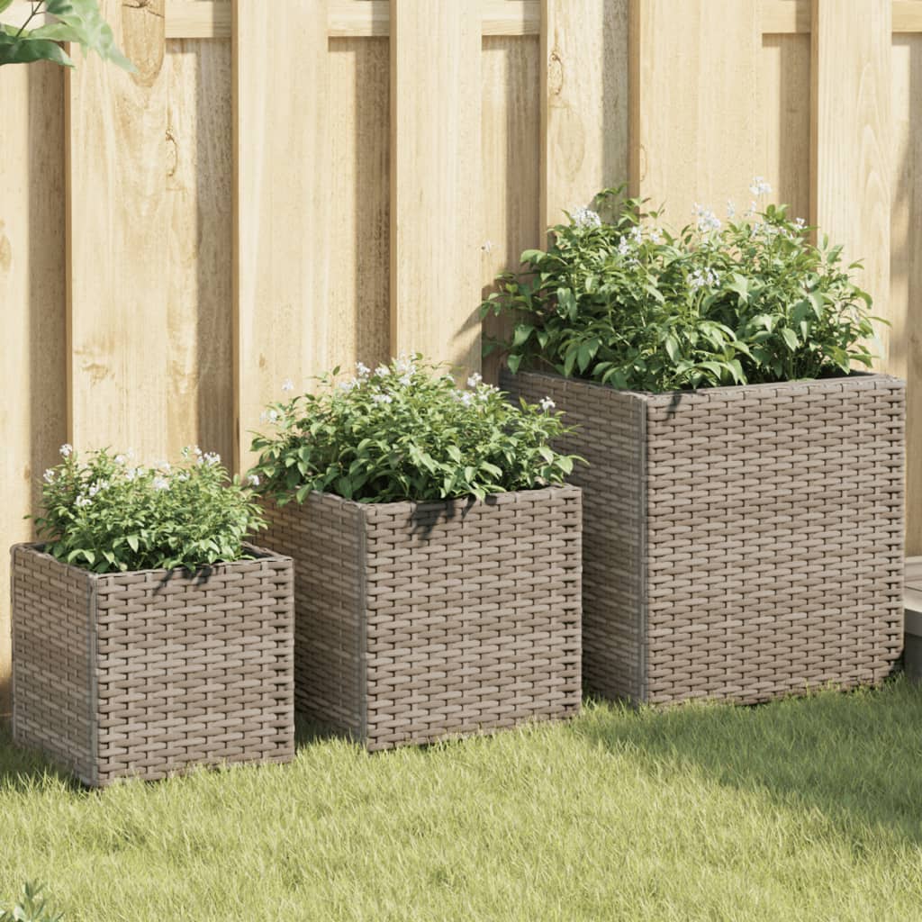Pflanzkübel 3 Stk. Poly Rattan