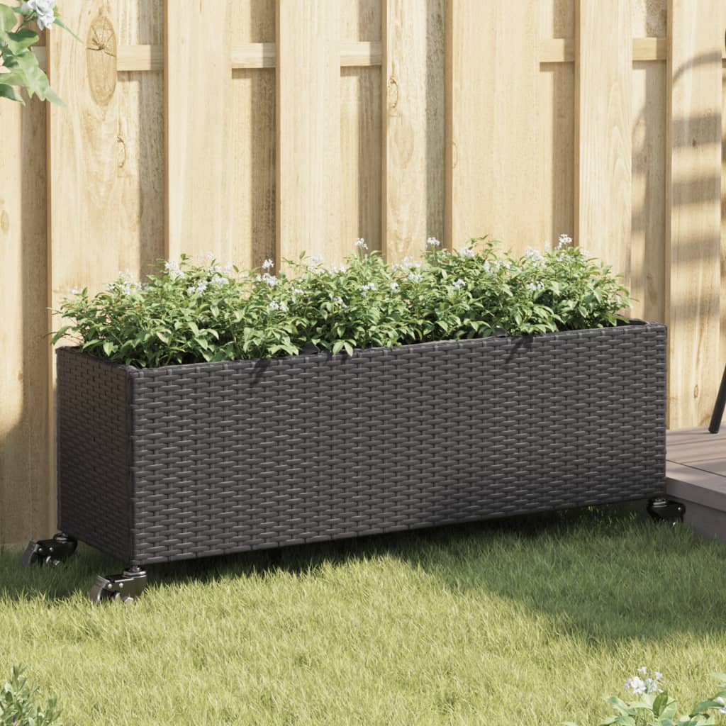 Pflanzkübel Mit Rollen 3 Töpfe Poly-Rattan
