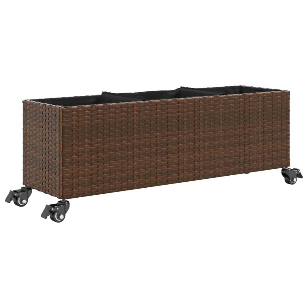 Pflanzkübel Mit Rollen 3 Töpfe Poly-Rattan