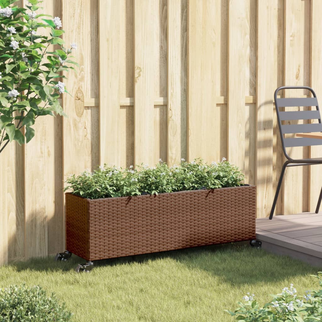 Pflanzkübel Mit Rollen 3 Töpfe Poly-Rattan