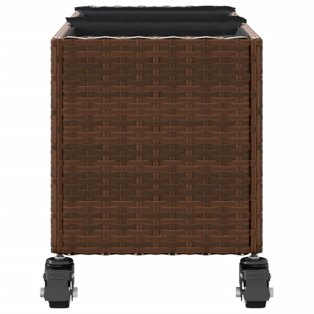 Pflanzkübel Mit Rollen 3 Töpfe Poly-Rattan