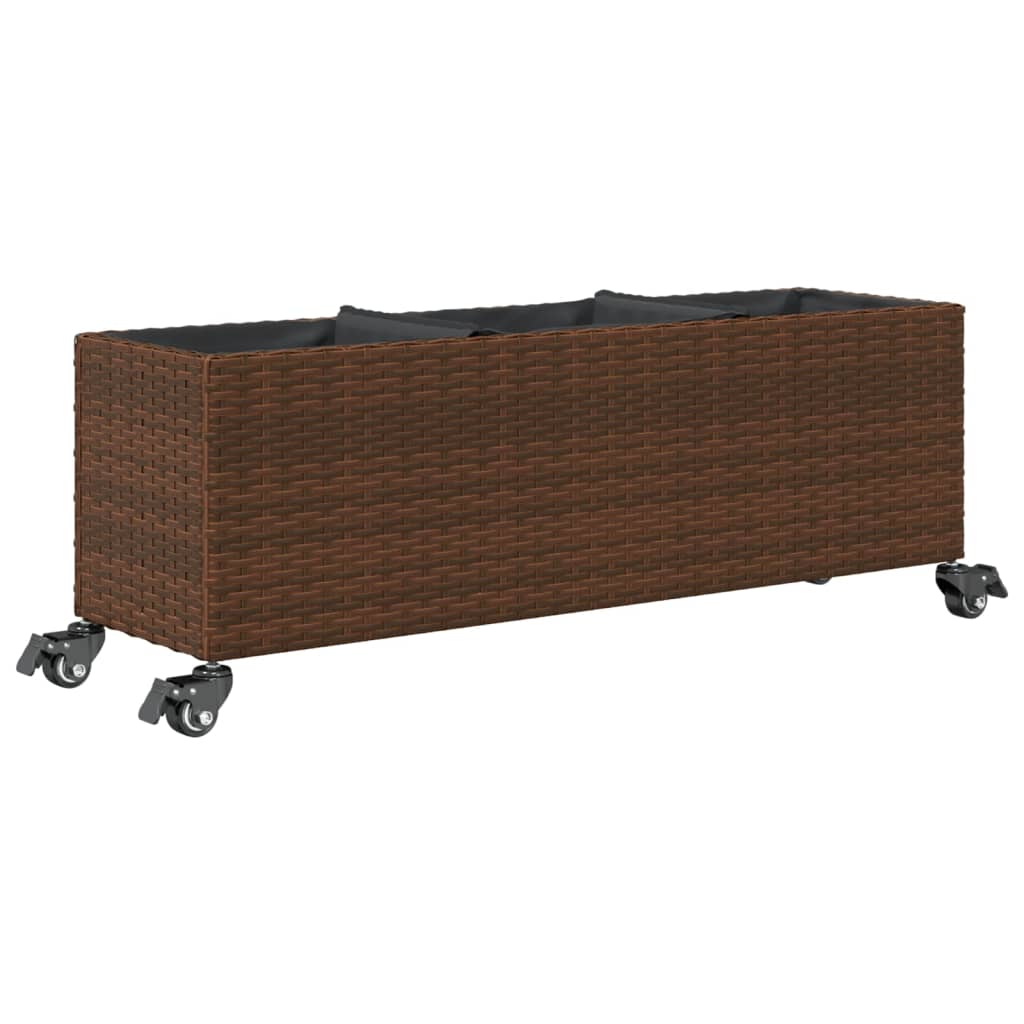Pflanzkübel Mit Rollen 3 Töpfe Poly-Rattan