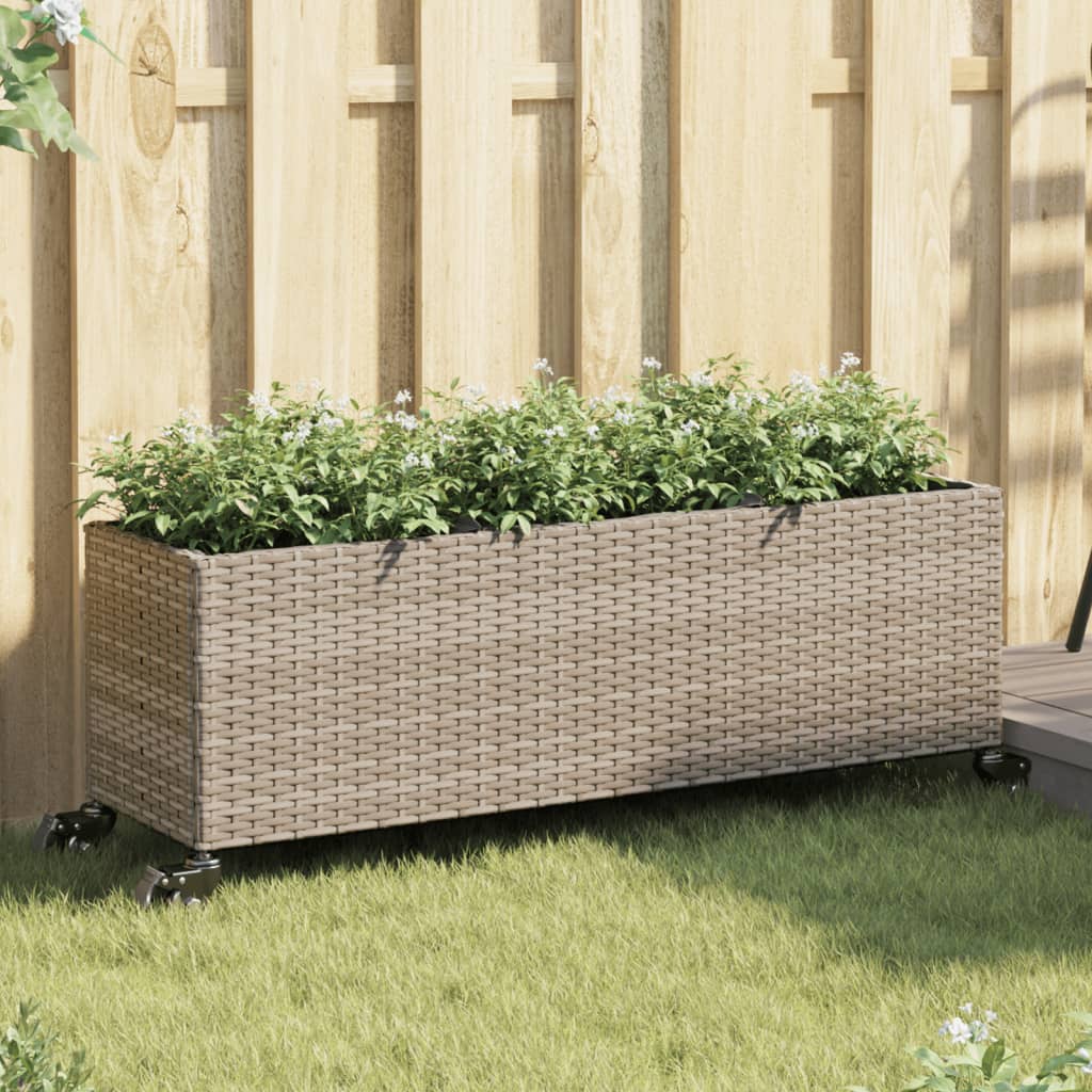 Pflanzkübel Mit Rollen 3 Töpfe Poly-Rattan