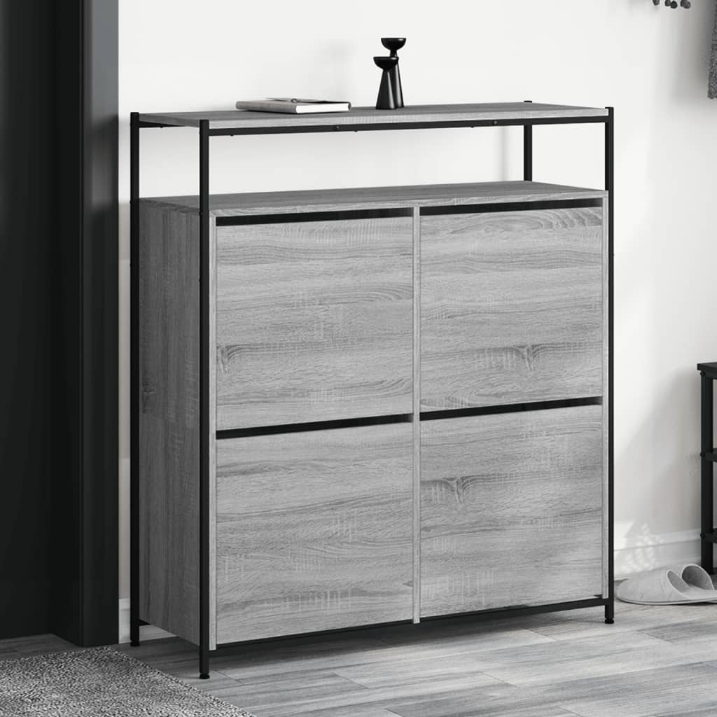 Schuhschrank 75X34X112 Cm Holzwerkstoff Grau Sonoma