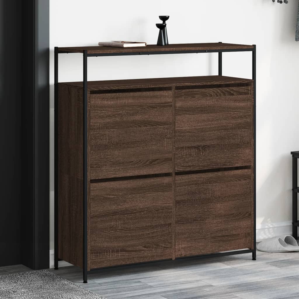 Schuhschrank Braun Eichen-Optik 60X34X112 Cm Holzwerkstoff Braune Eiche