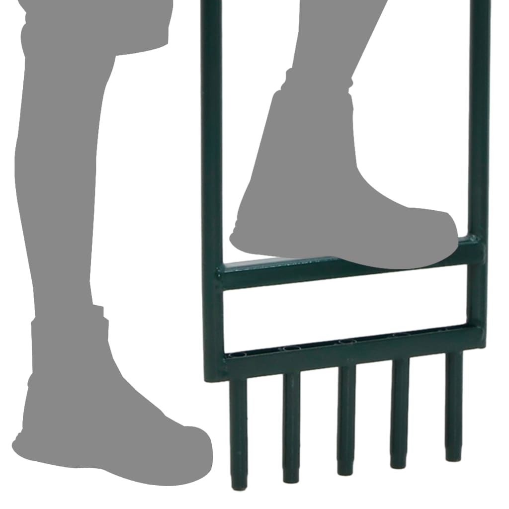 Rasenlüfter Mit 5 Hohlzinken Grün Pulverbeschichteter Stahl