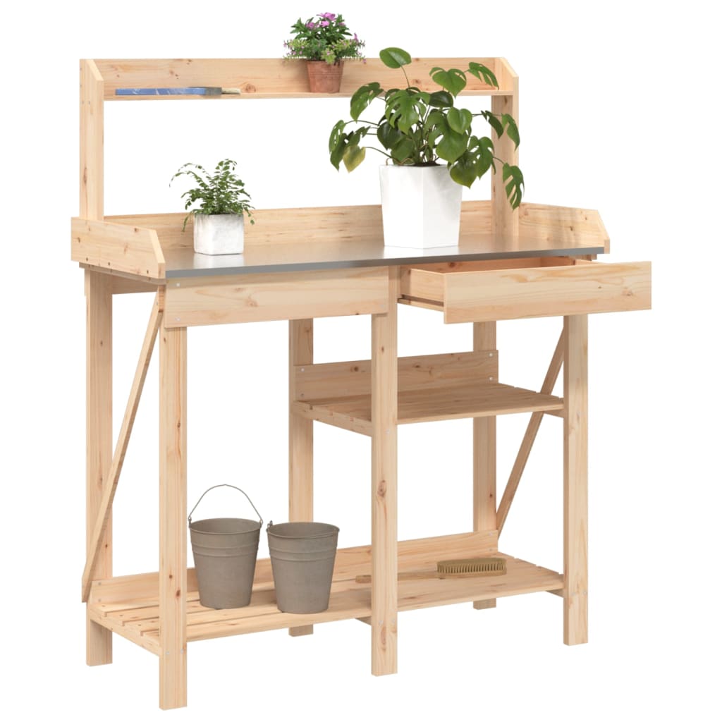 Pflanztisch Mit Ablagen Massivholz Tanne
