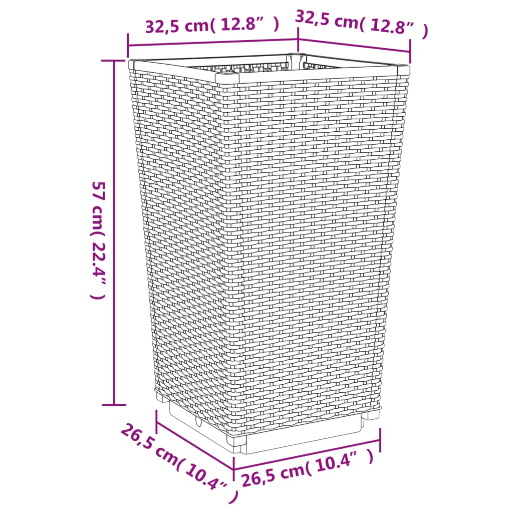 Pflanzkübel 2 Stk. 32,5X32,5X57 Cm Pp