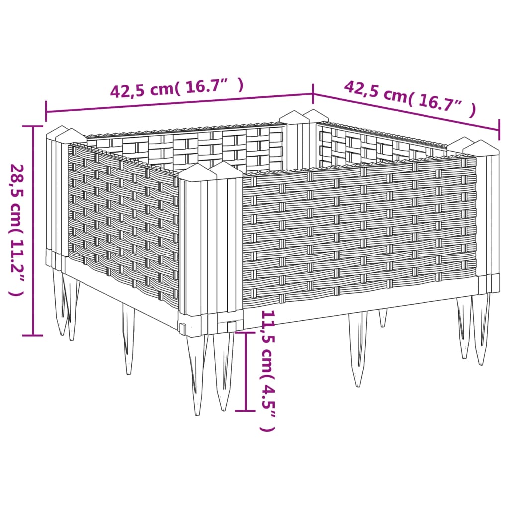 Pflanzkasten Mit Erdspießen 42,5X42,5X28,5 Cm Pp