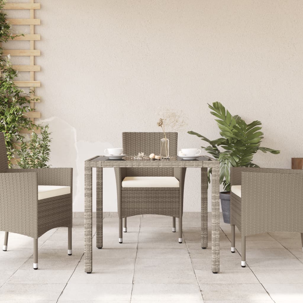 Gartentisch Mit Glasplatte 90X90X75 Cm Poly Rattan