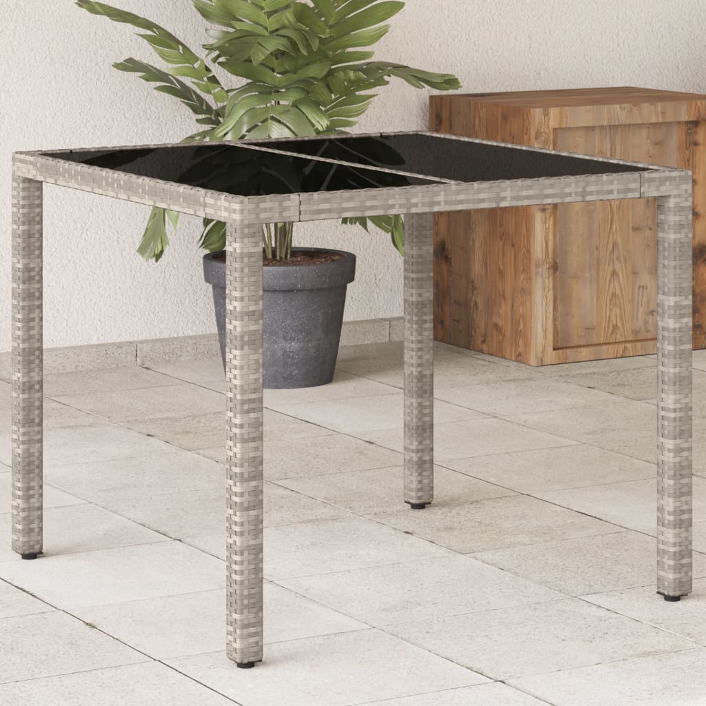Gartentisch Mit Glasplatte 90X90X75 Cm Poly Rattan