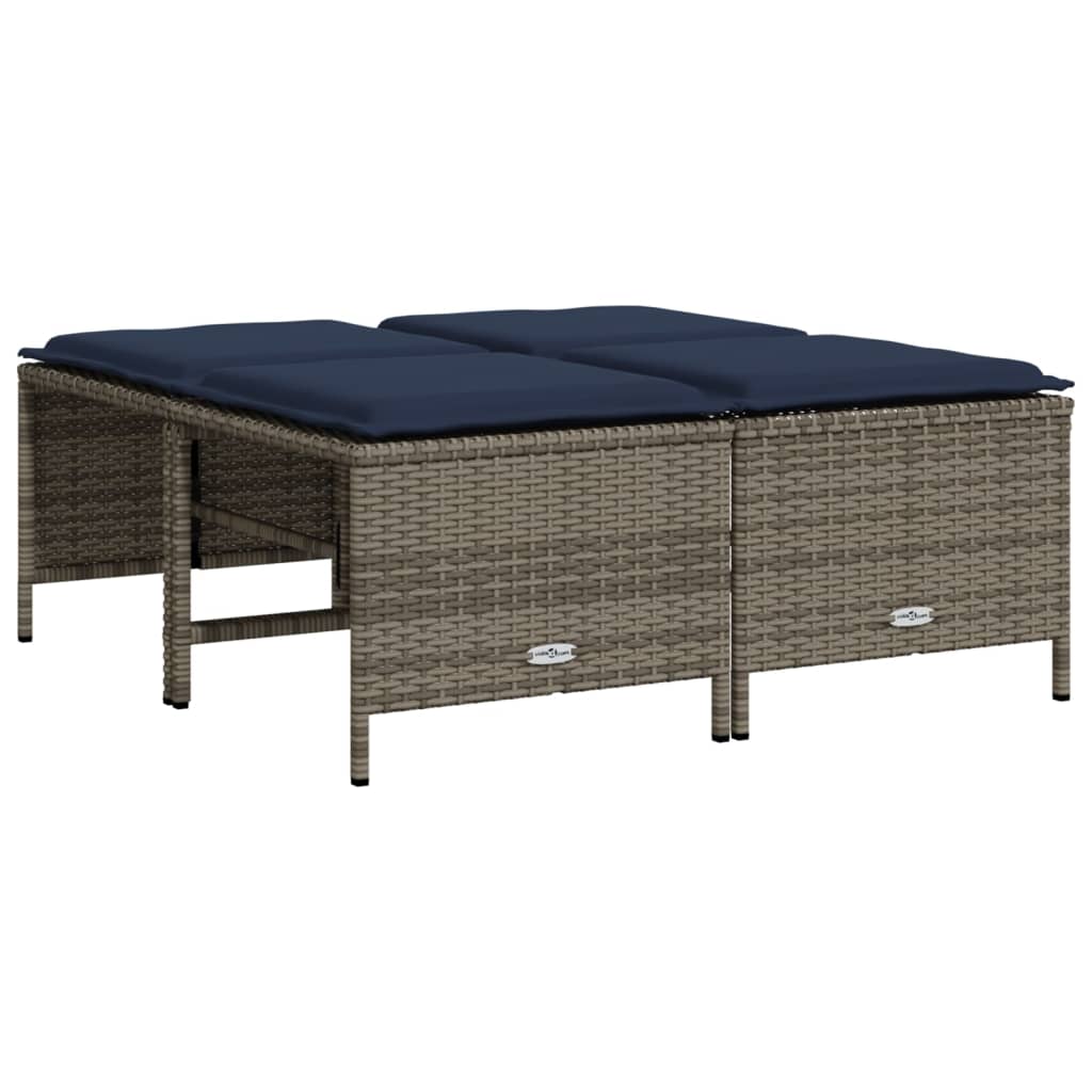 Gartenhocker Mit Kissen 4 Stk. Poly Rattan