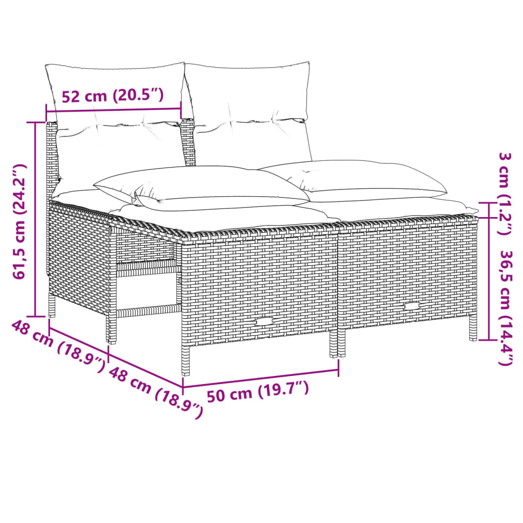4-Tlg. Garten-Sofagarnitur Mit Kissen Poly Rattan