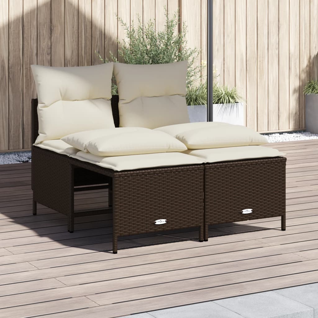 4-Tlg. Garten-Sofagarnitur Mit Kissen Poly Rattan