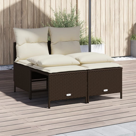4-Tlg. Garten-Sofagarnitur Mit Kissen Poly Rattan