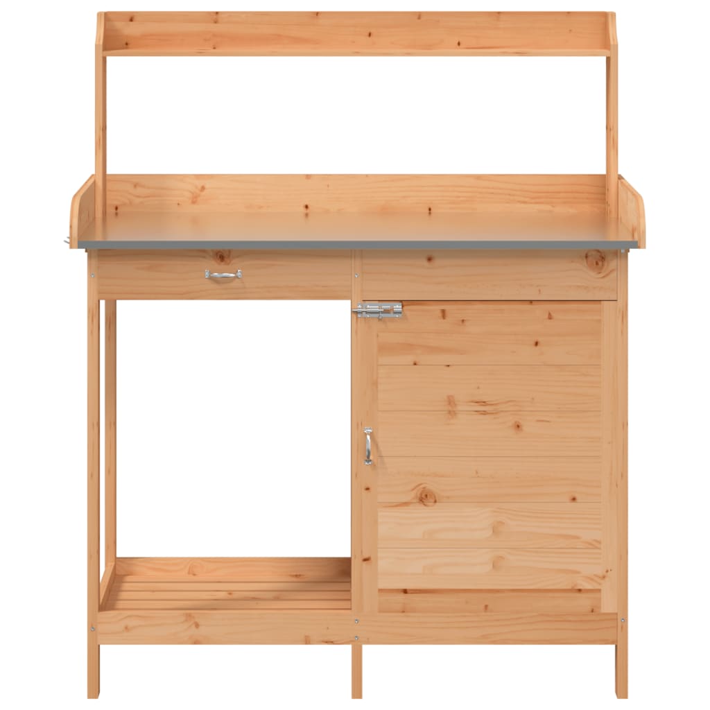 Pflanztisch Mit Schrank Braun 110,5X45X124,5Cm Massivholz Tanne