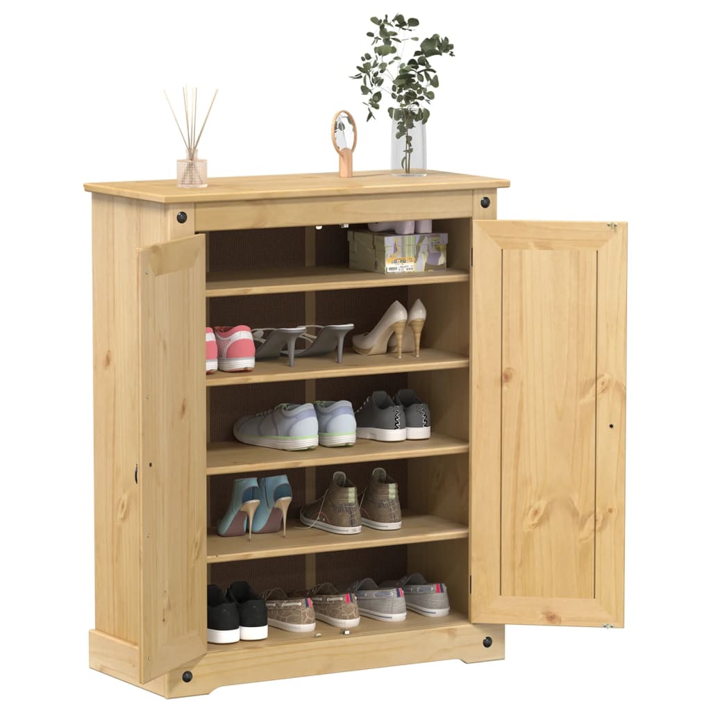 Schuhschrank Corona 86X38,5X108 Cm Massivholz Kiefer Honigwachs