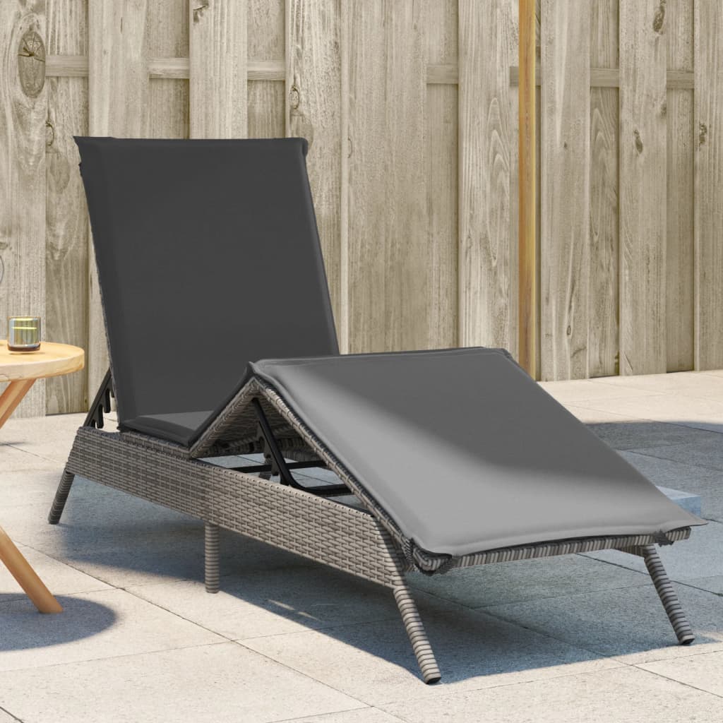 Sonnenliegen 2 Stk. Mit Tisch Poly Rattan