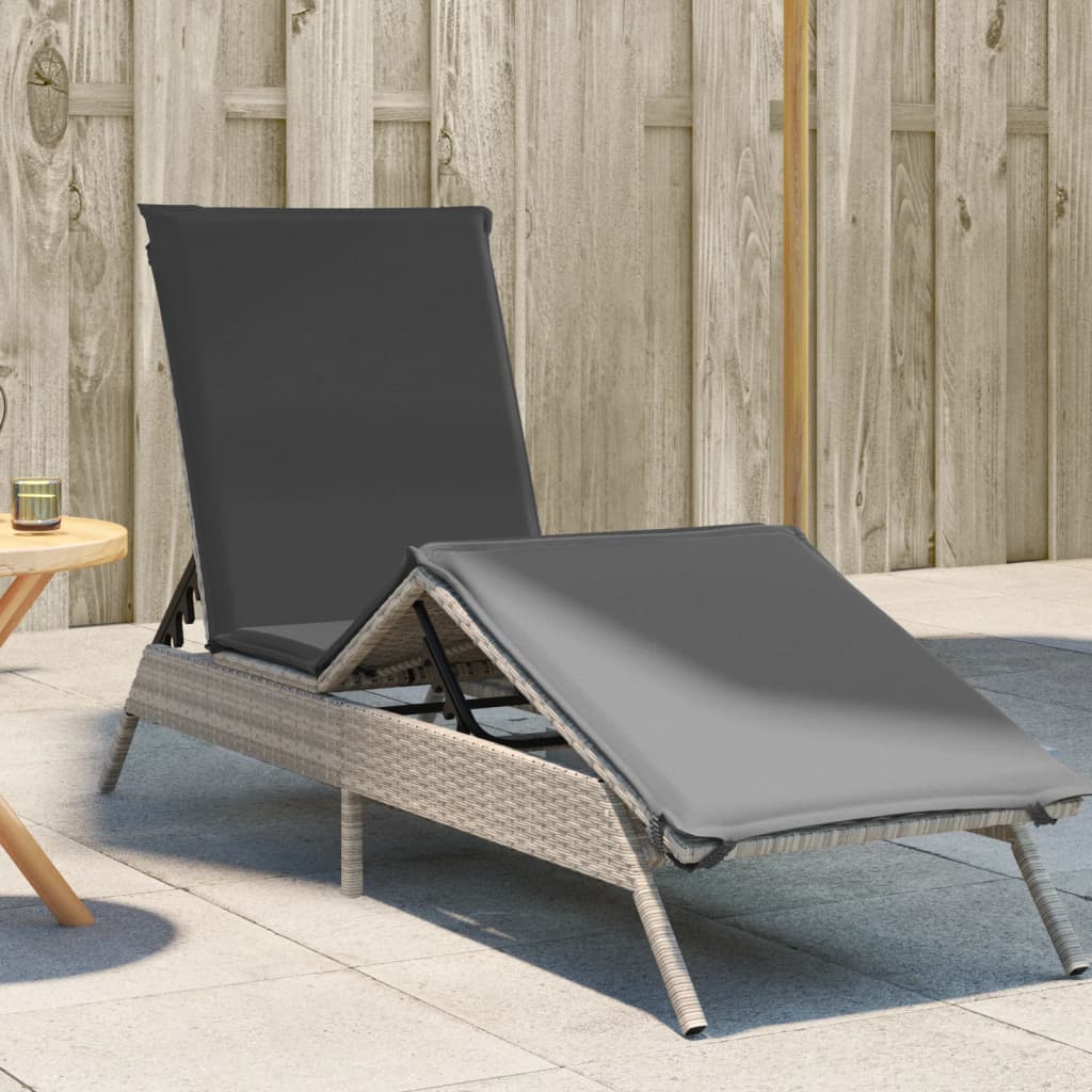 Sonnenliegen 2 Stk. Mit Tisch Poly Rattan