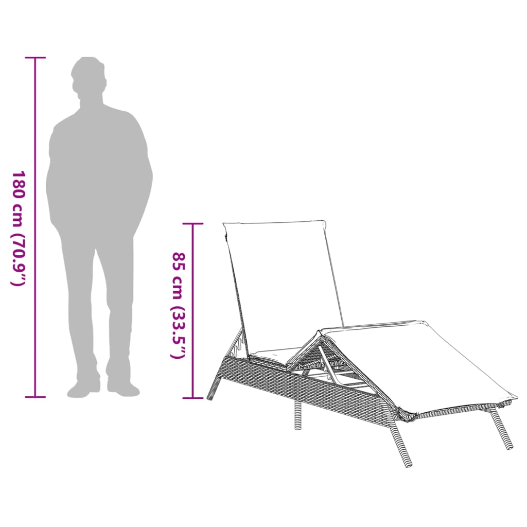 Sonnenliegen 2 Stk. Mit Tisch Poly Rattan