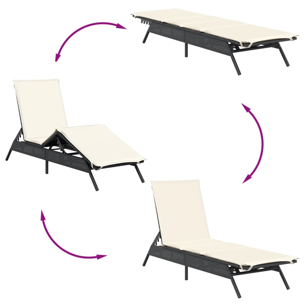 Sonnenliegen 2 Stk. Mit Tisch Poly Rattan