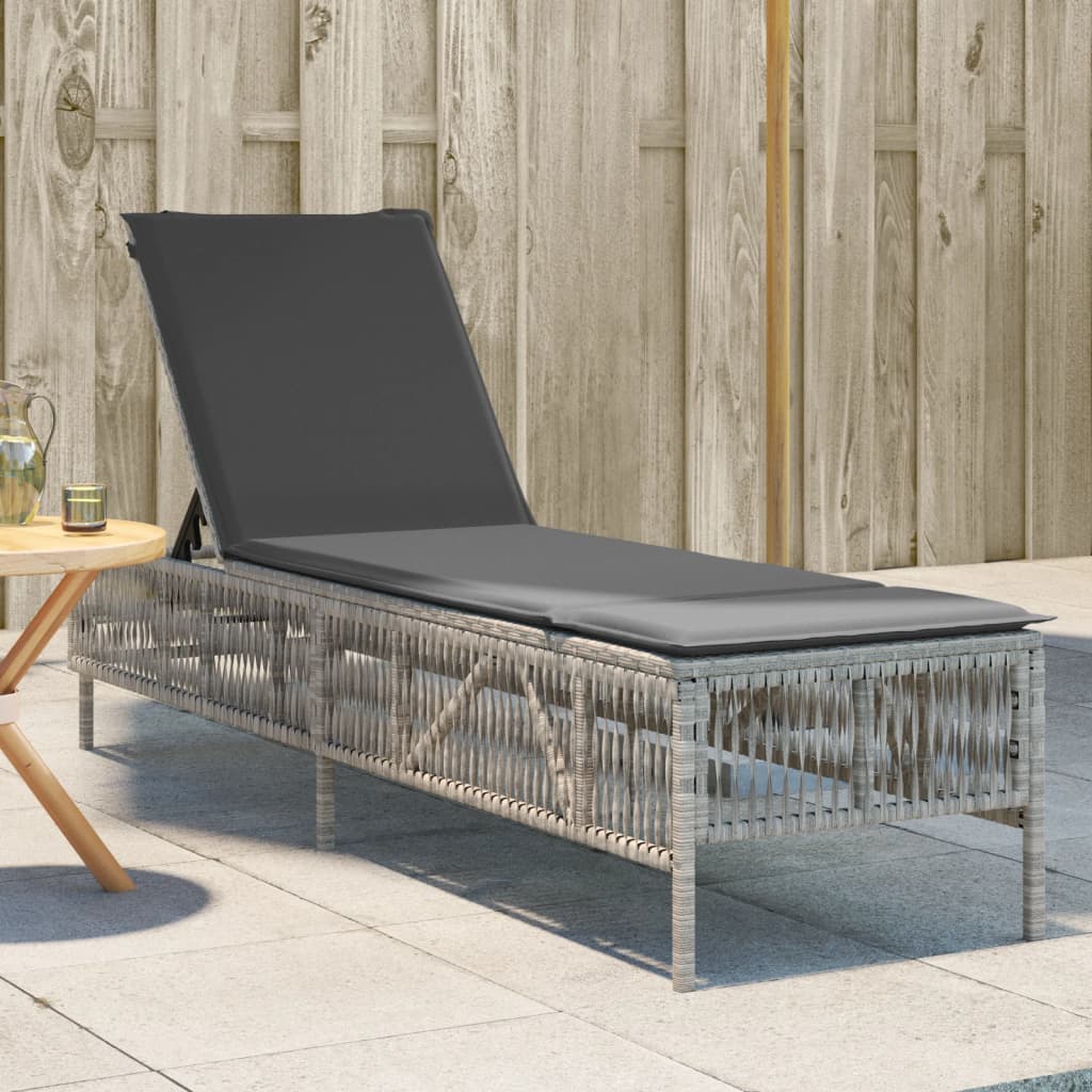 Sonnenliegen 2 Stk. Mit Tisch Poly Rattan
