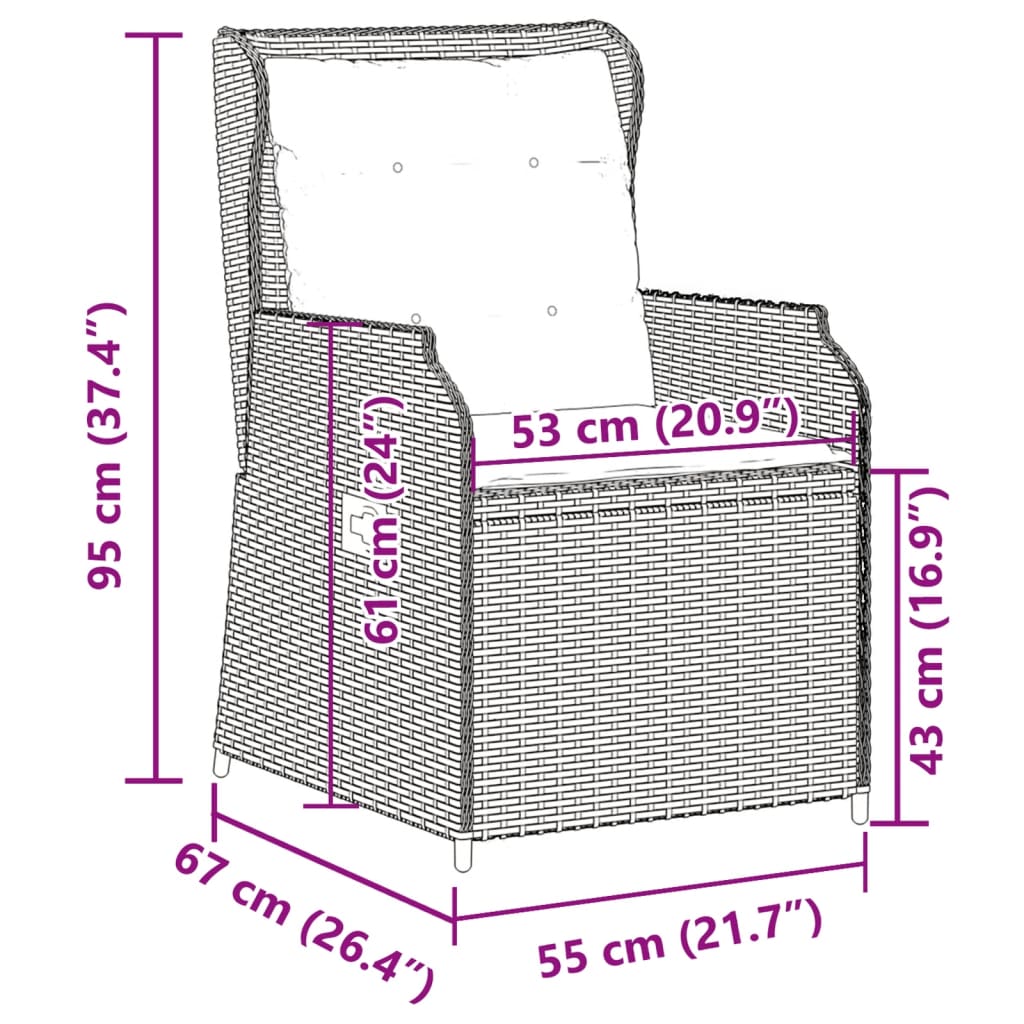 Gartensessel Mit Kissen 2 Stk. Verstellbar Poly Rattan
