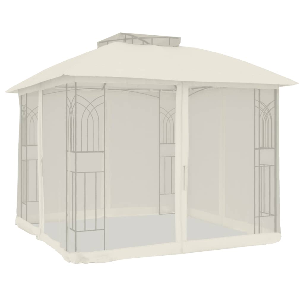Pavillon Mit Doppeldach & Netzwänden 2,94X2,94 M Stahl