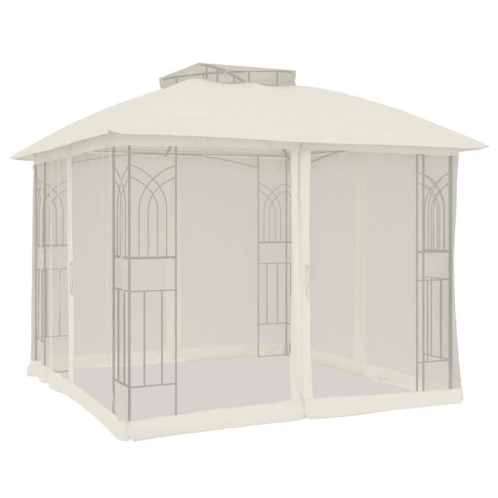 Pavillon Mit Doppeldach & Netzwänden 2,94X2,94 M Stahl