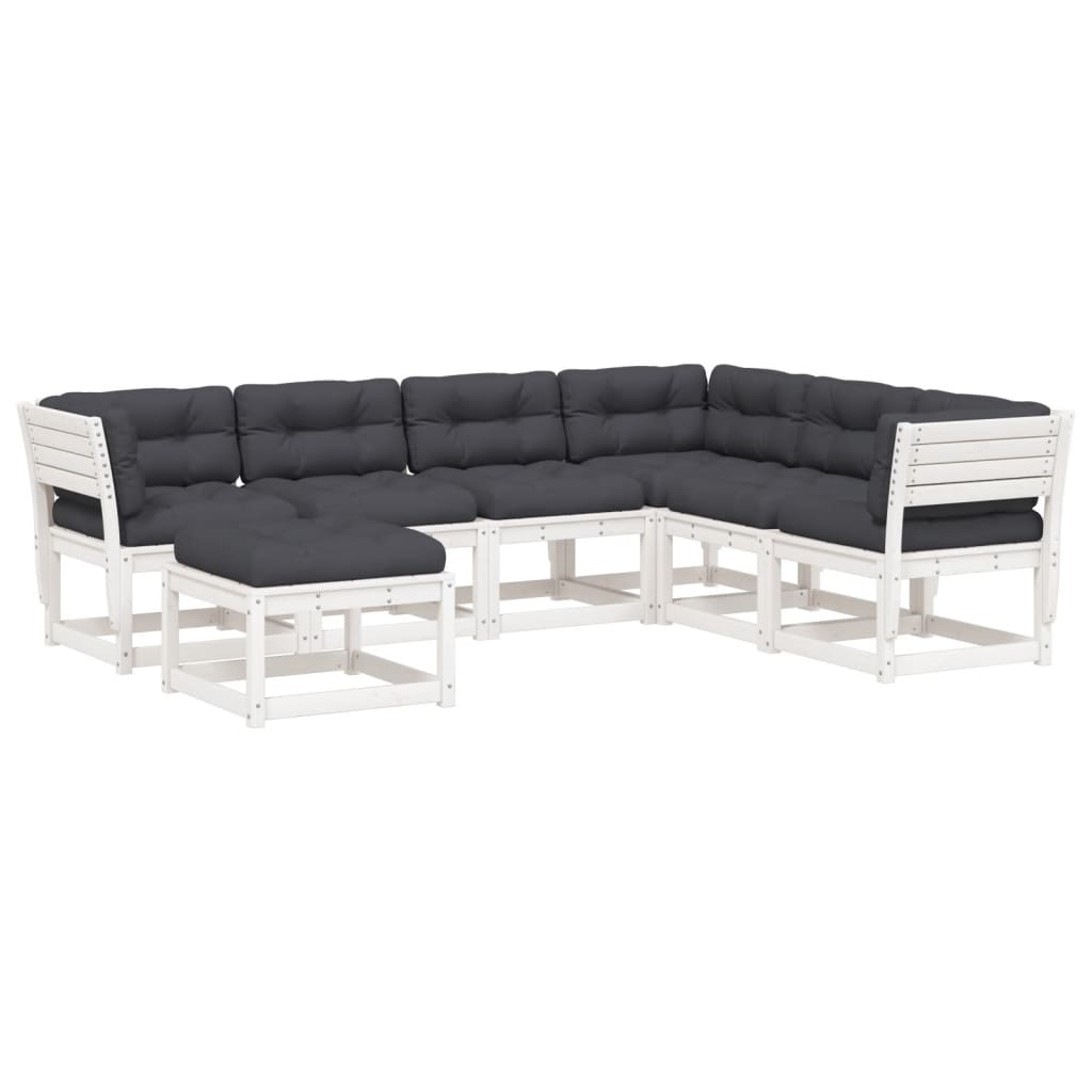 7-Tlg. Garten-Lounge-Set Mit Kissen Massivholz Kiefer