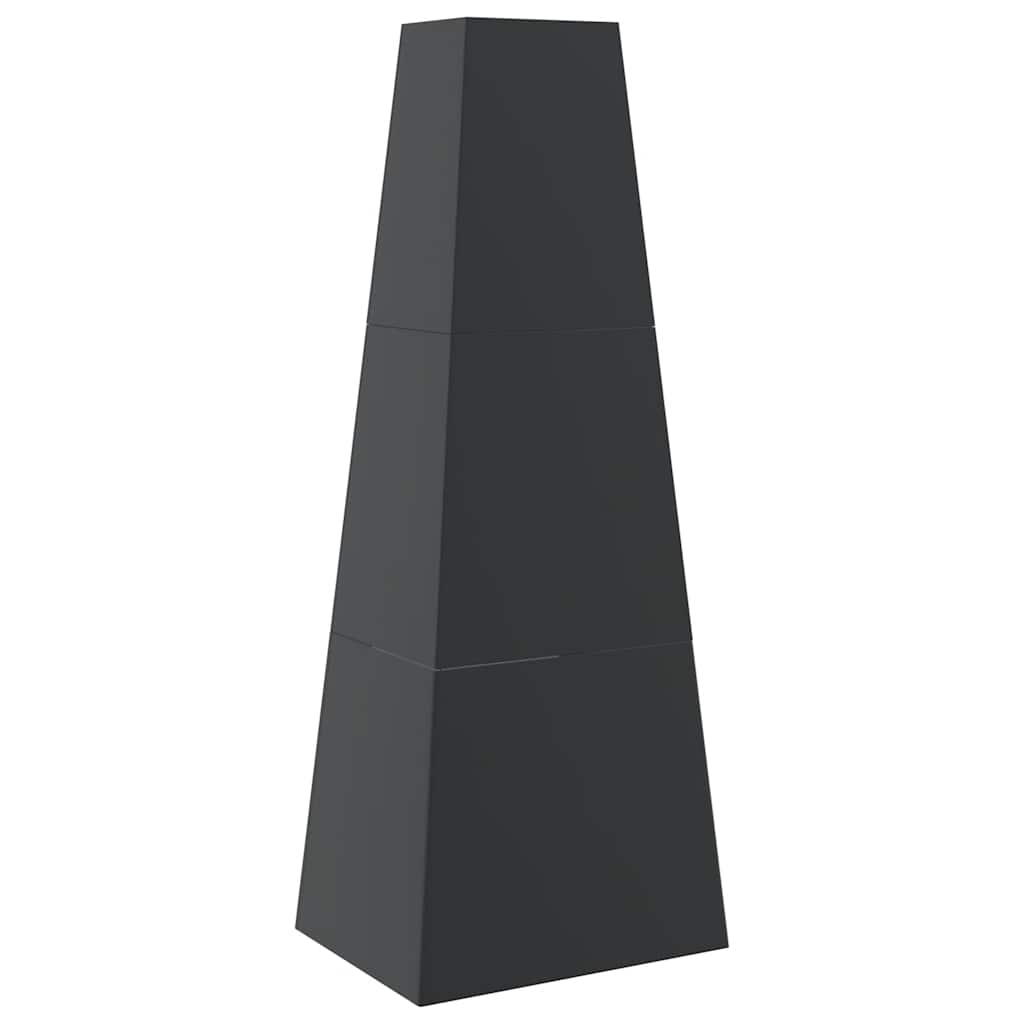 Gartenkamin Mit Holzablage Turm-Design Schwarz Stahl