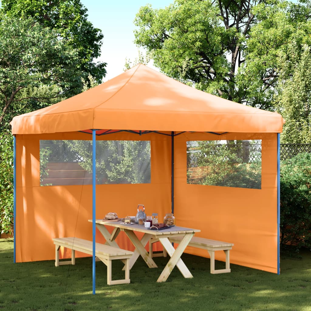 Partyzelt Faltbar Pop-Up Mit 2 Seitenteilen Orange